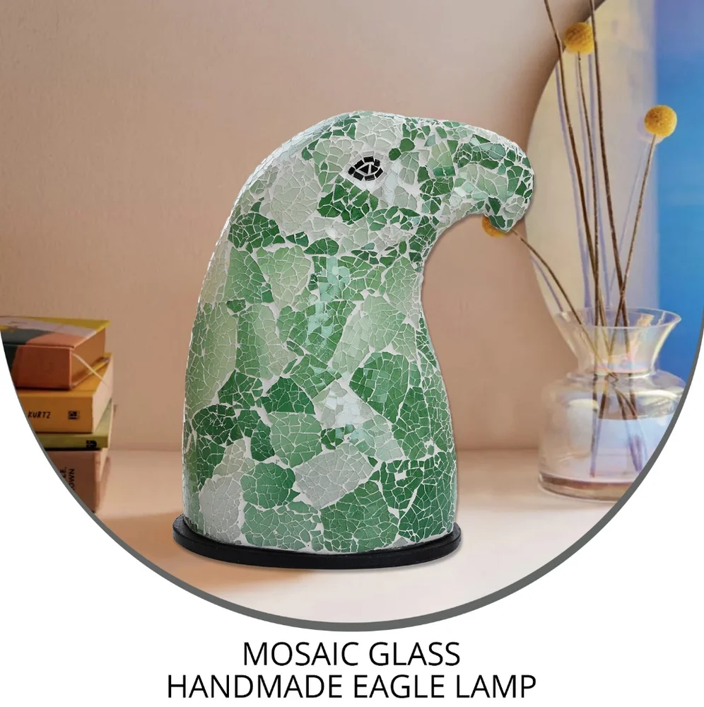 Green Mosaic Glass Eagle Lamp